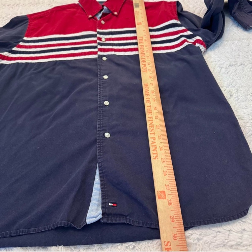 Vintage 2002 Tommy Hilfiger Y2K Colorblock Button-Up Shirt Large gorpcore - Picture 5 of 7